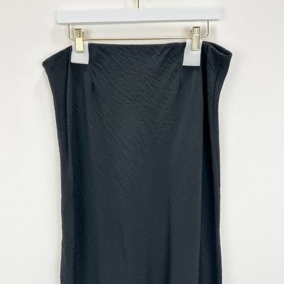 NEW Madewell The Layton Midi Slip Skirt Pull On Viscose Side Slit Black US 14 - Picture 13 of 15